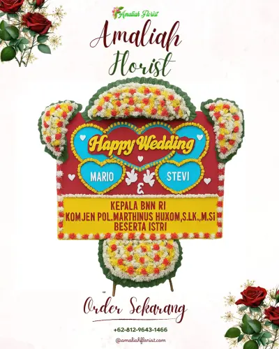 Karangan Papan Bunga Pernikahan di Kebutuhduwur